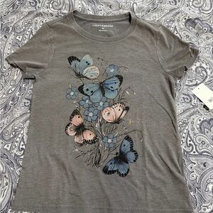 Lucky Brand Black Paisley Graphic Tee